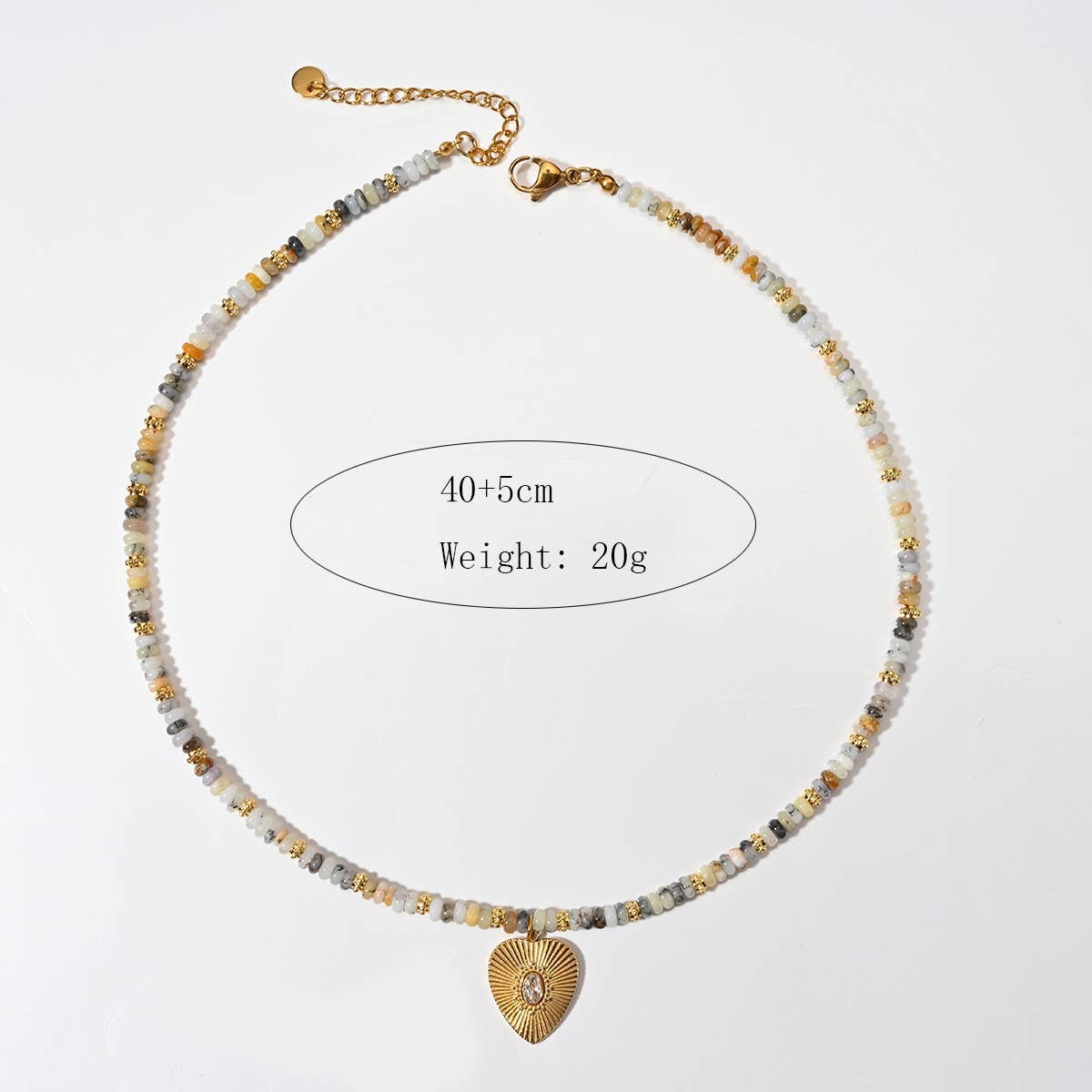 Elegant Handmade Stone Necklace with Steel Pendant