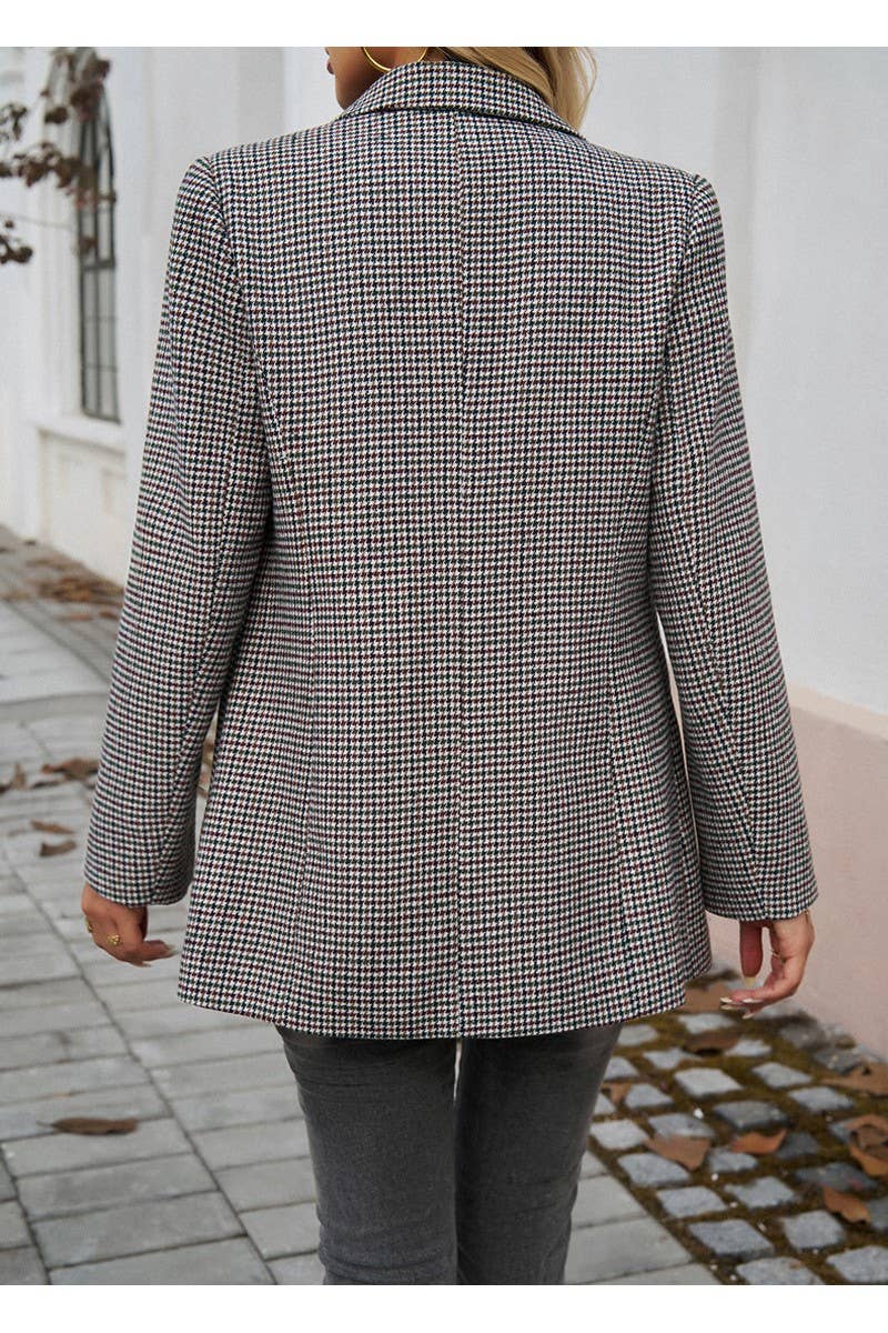 CWOJA0938_Checkered Button Suit Jacket Regular Coat