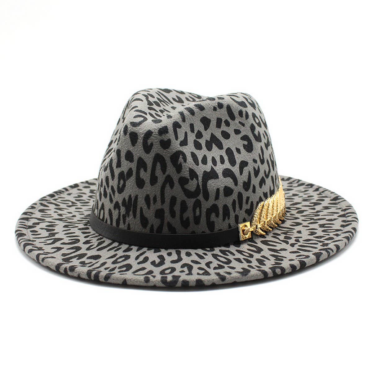LEOPARD PRINT JAZZ HAT WOOLEN HAT WIDE BRIM HAT_CWAH2581