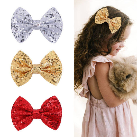 SEQUINED HANDMADE CHILDREN'S BOW HAIRPIN