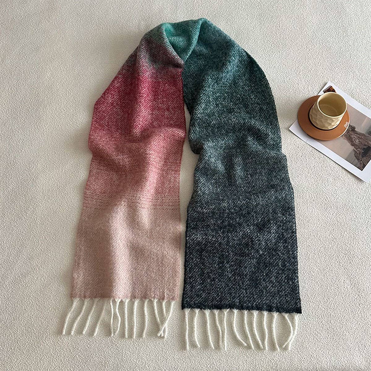 Gradient Wool Scarf ? Thick Soft Winter Wrap