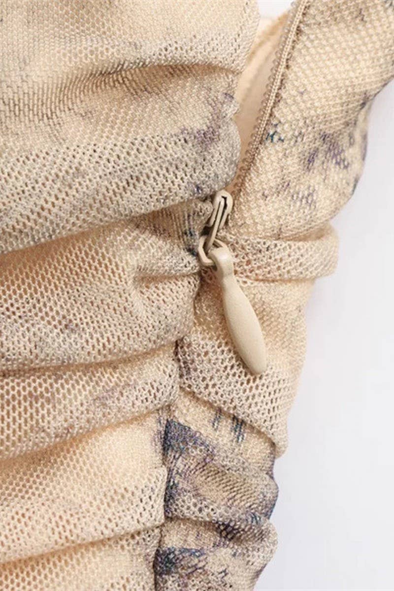 CWDMD4175_SLIM FIT TULLE PRINT SUSPENDER DRESS