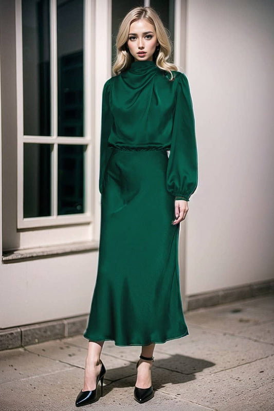 CWDMD3470_SATIN LANTERN SLEEVE EVENING DRESS