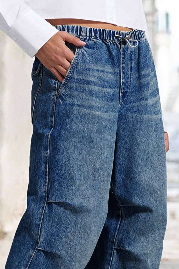 STRAIGHT-LEG WIDE-LEG PLEATED BAGGY JEANS