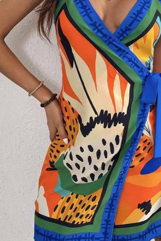 CWDSD8377_CASUAL V-NECK TIE STRAP VACATION CAMI DRESS