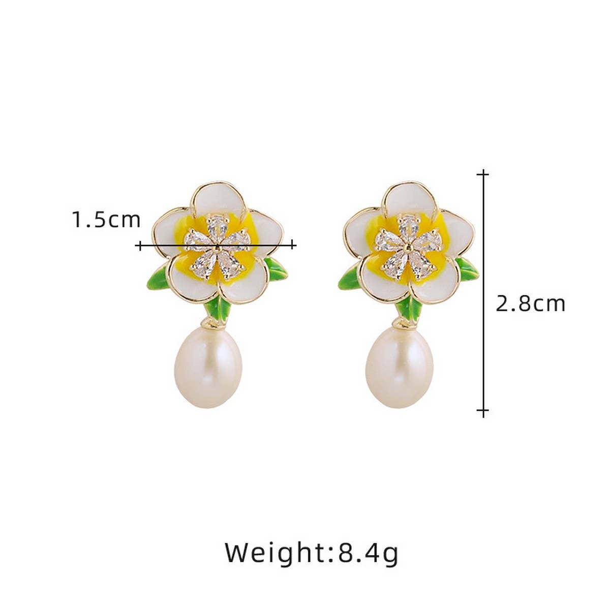 NEW RETRO SWEET DESIGN CAMELLIA PEARL EARRINGS