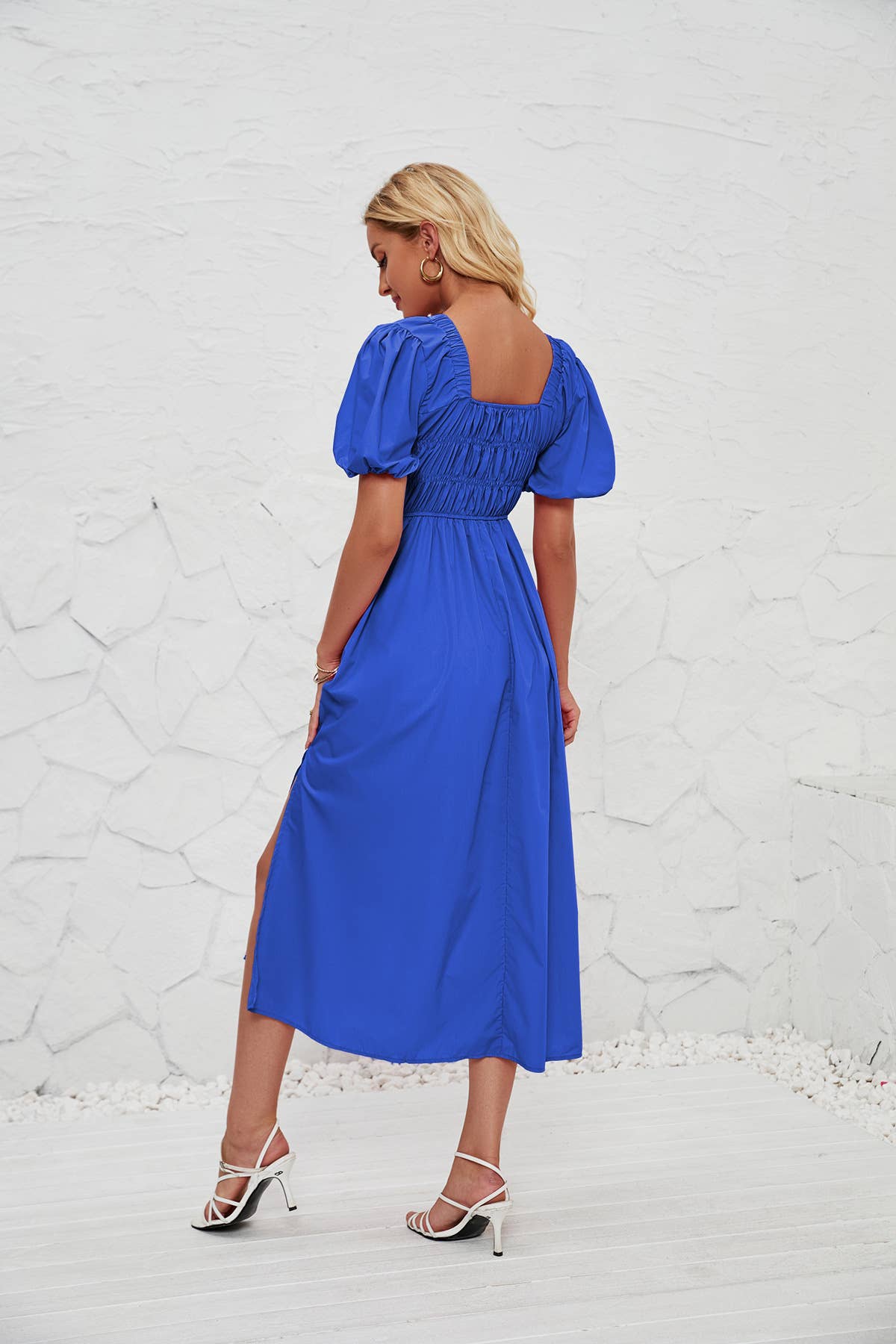 LOOSE TUNIC SKIRT V-NECK SHORT-SLEEVED DRESS