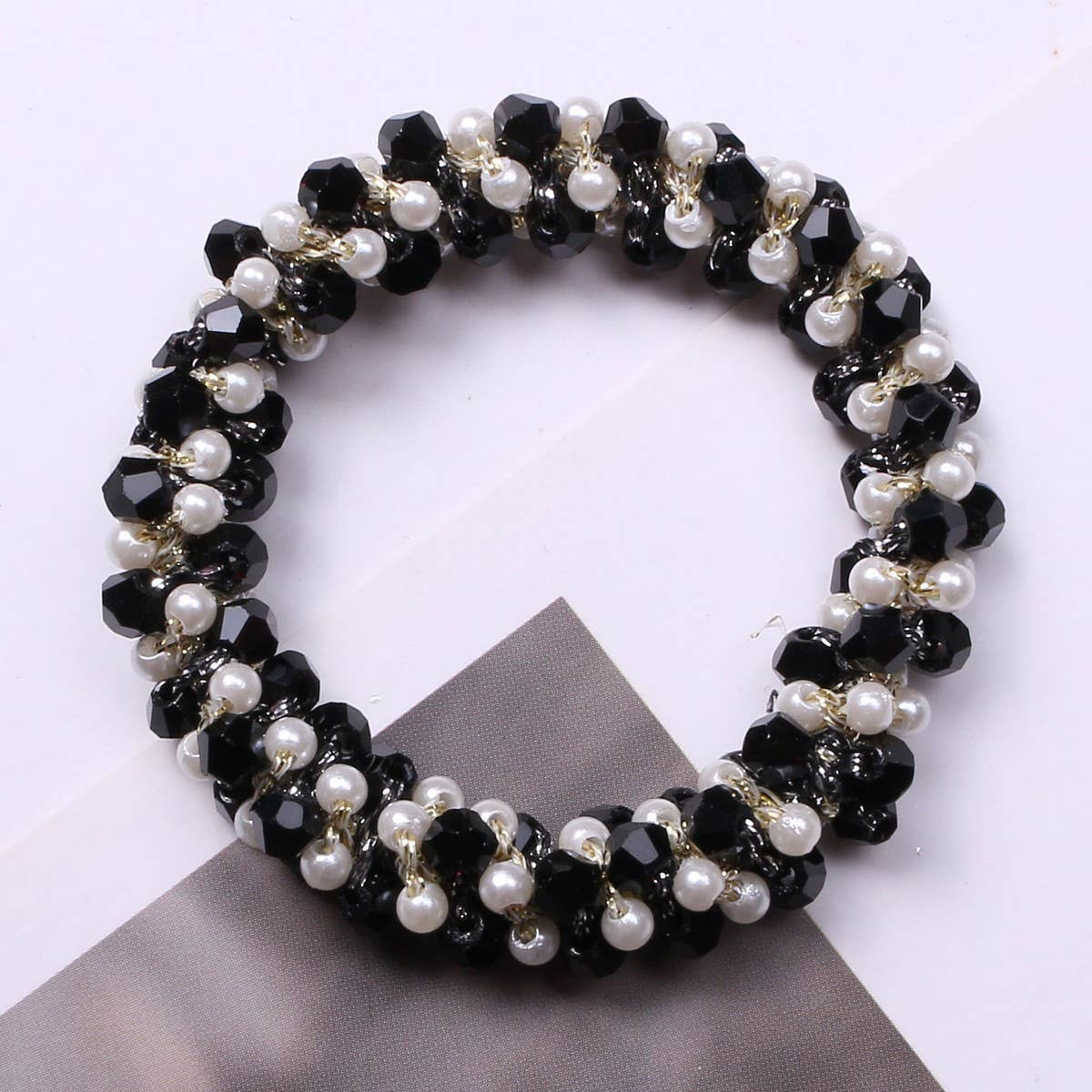Minimalist Pearl Crystal Hair Tie Stylish Ponytail