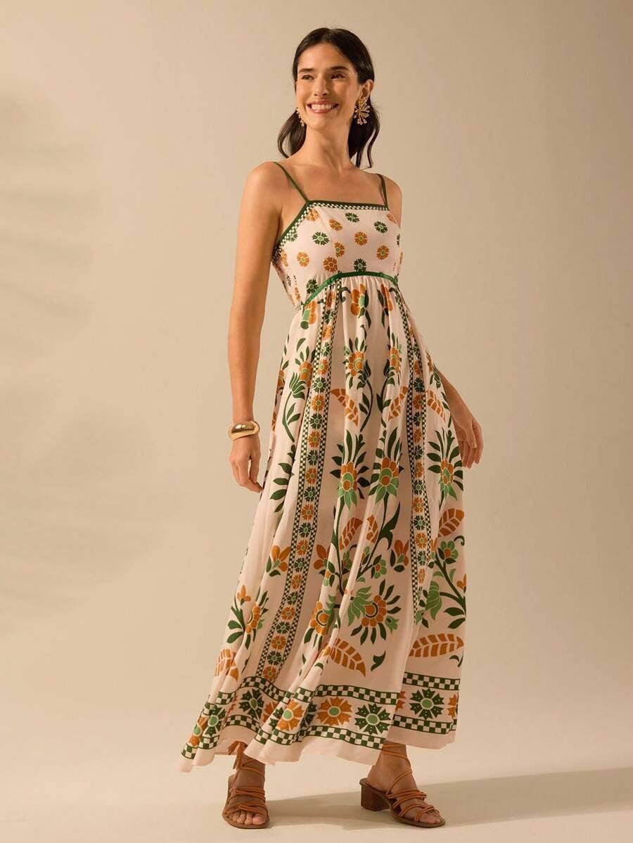 Sunlit floral prints and ruffles casual dress