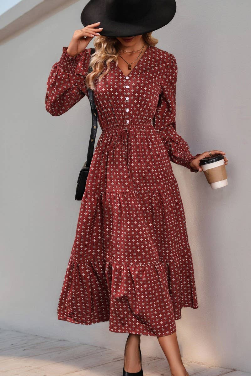 CWDMD4525_FASHIONABLE LONG SLEEVE PRINTED AUTUMN DRESS