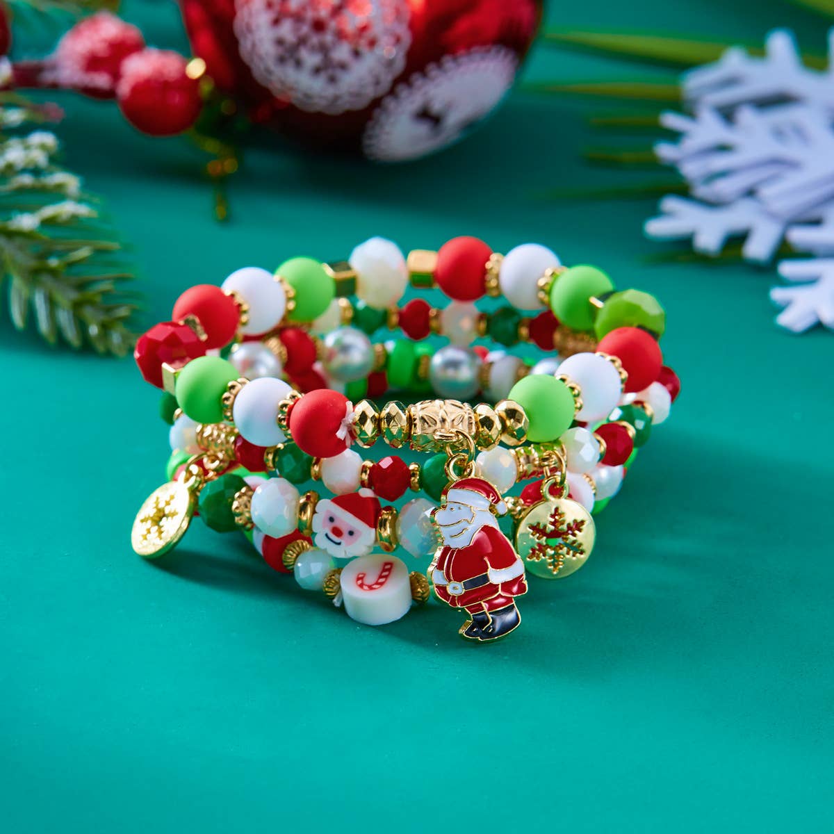 CHRISTMAS COMBINATION COLORFUL ELASTIC BRACELET