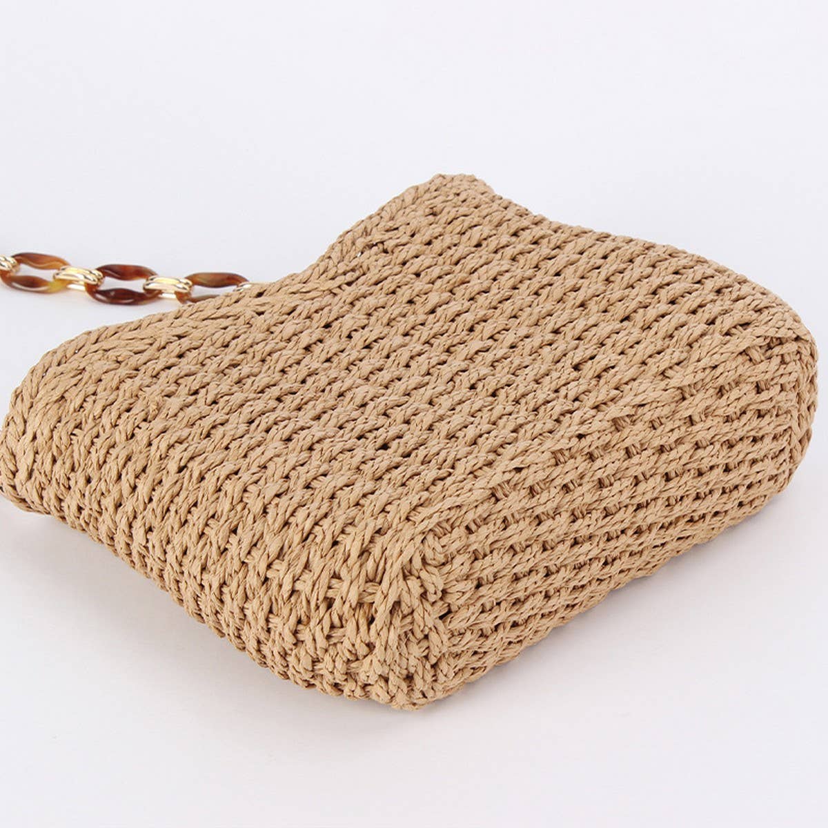 FASHIONABLE AND SIMPLE SOLID COLOR STRAW BAG_CWAB4702
