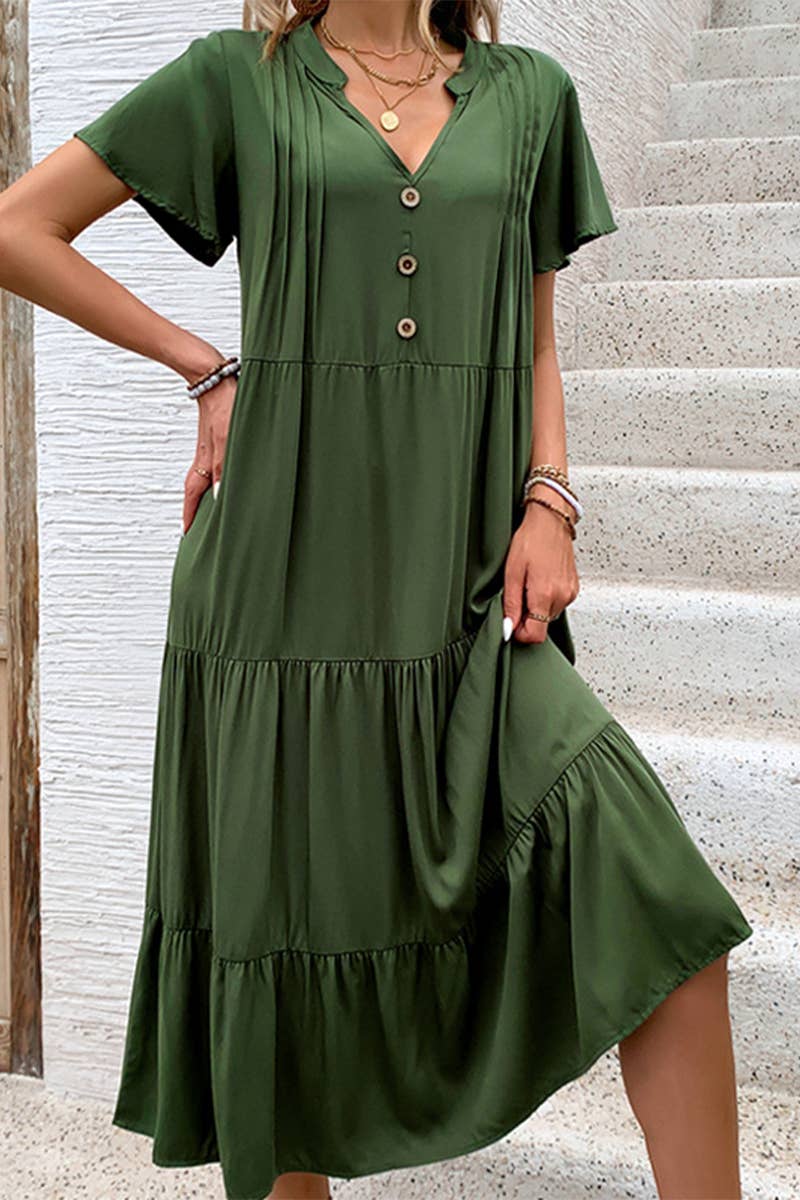 CWDMD4472_2025 NEW CASUAL V-NECK LOOSE MID-LENGTH DRESS