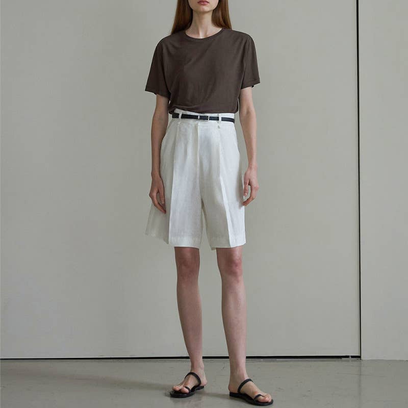 SAND-WASHED PURE LINEN SLIM PANTS