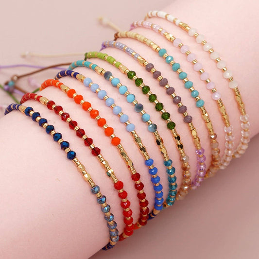 GRADIENT COLOR CRYSTAL FLAT BEAD BRACELET