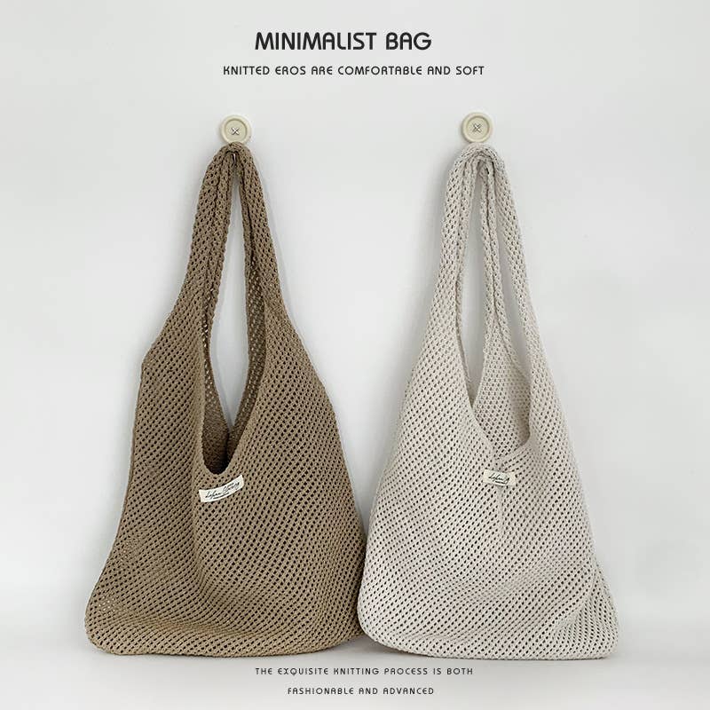Hollowed-out beach laid-back style woven bag