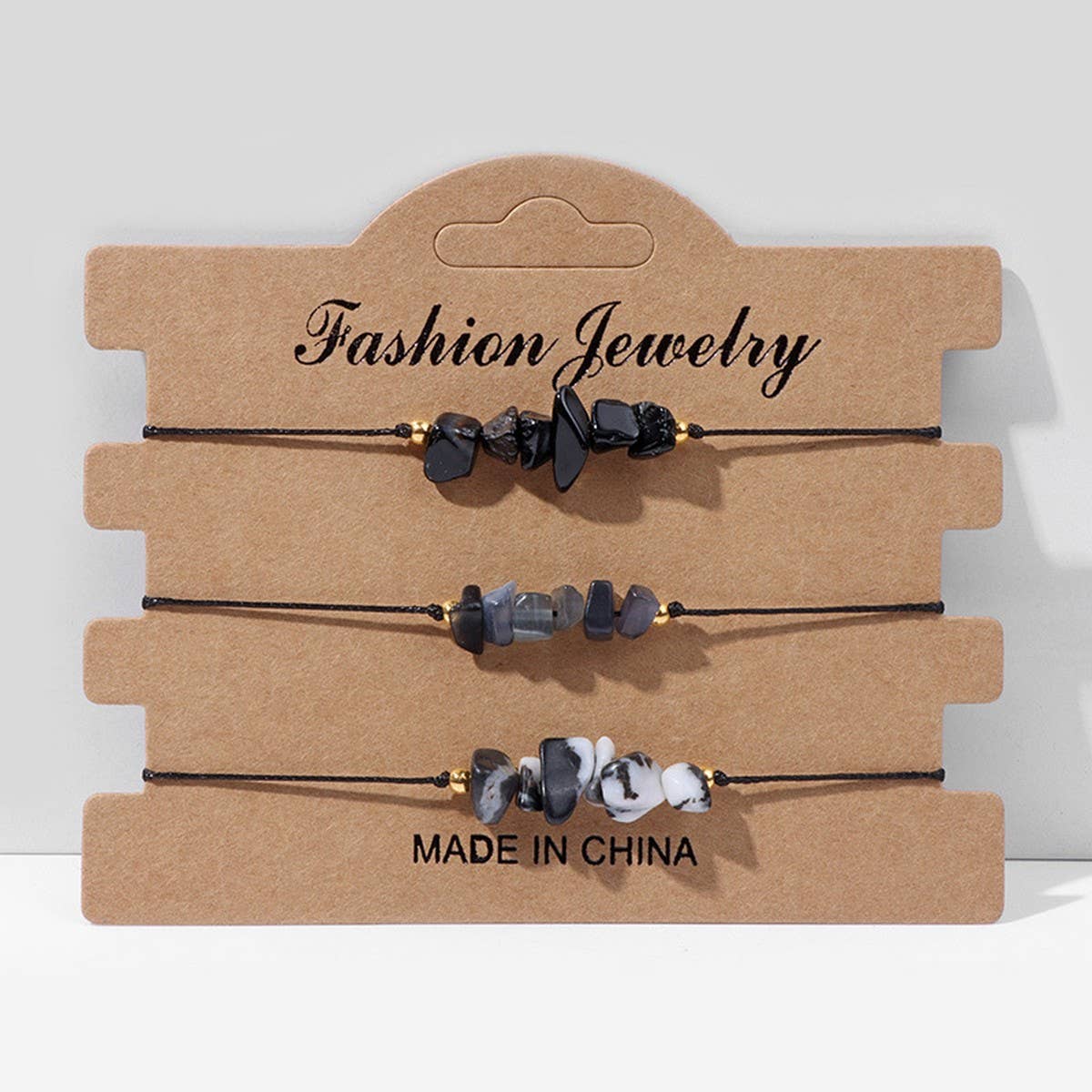 CRUSHED STONE TRIO BRAIDED BRACELET