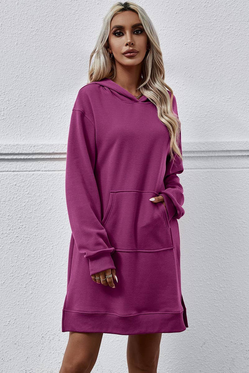 SPLIT LONG HOODIE DRESS_CWDSD2041