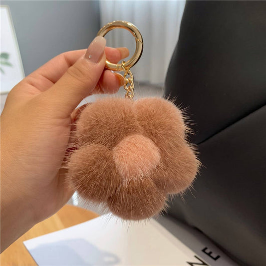 CUTE PLUSH FLOWER CAR KEYCHAIN BAG PENDANT