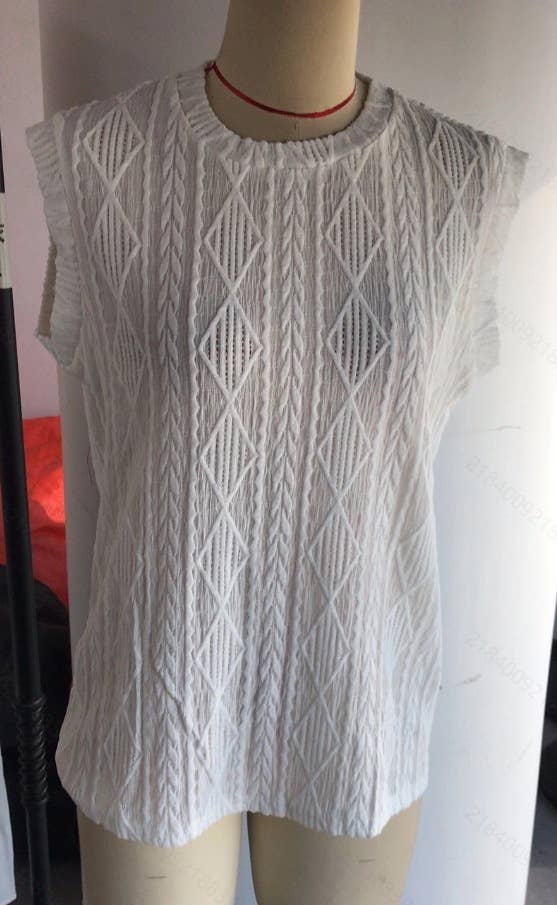 Fashion round neck hollowed-out short sleeve top