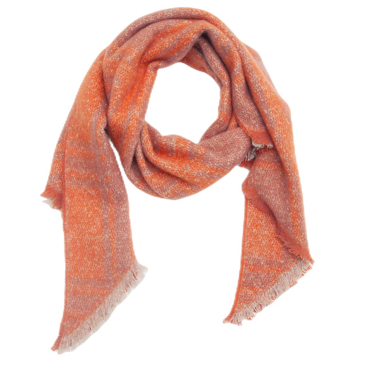 Jacquard Grid Angled Scarf ? Winter Loop Yarn Wrap