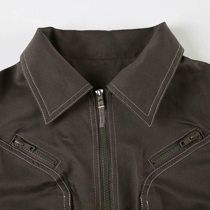 Zipper collar design feeling short jacket