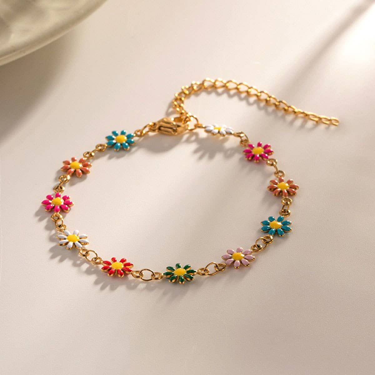 Ethnic-style flower colorful small Daisy bracelet