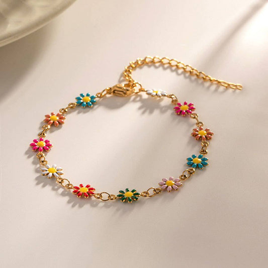 Ethnic-style flower colorful small Daisy bracelet
