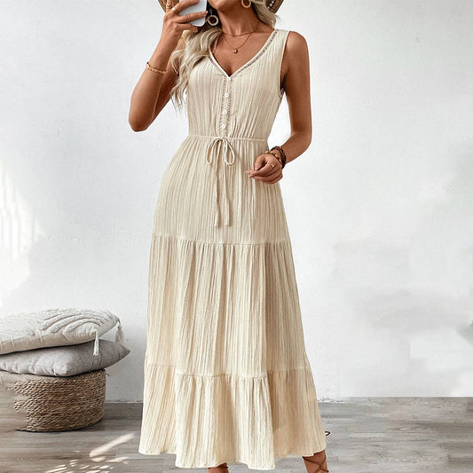 Textured sleeveless beach casual vacation dress