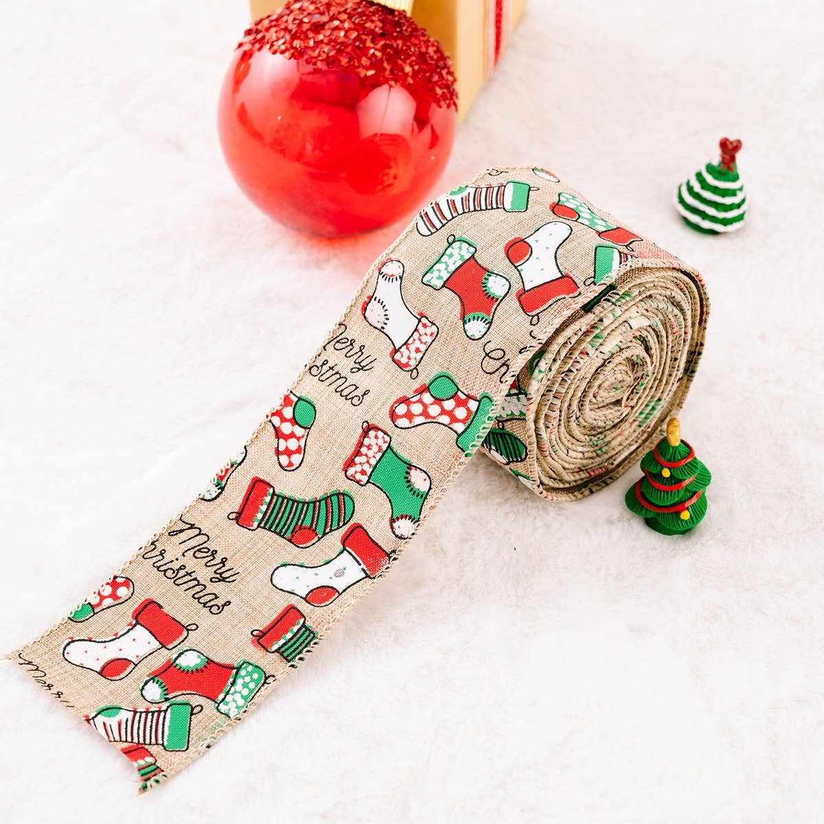 CWMM10228_CARTOON CHRISTMAS BURLAP RIBBON CREATIVE TREE DECO