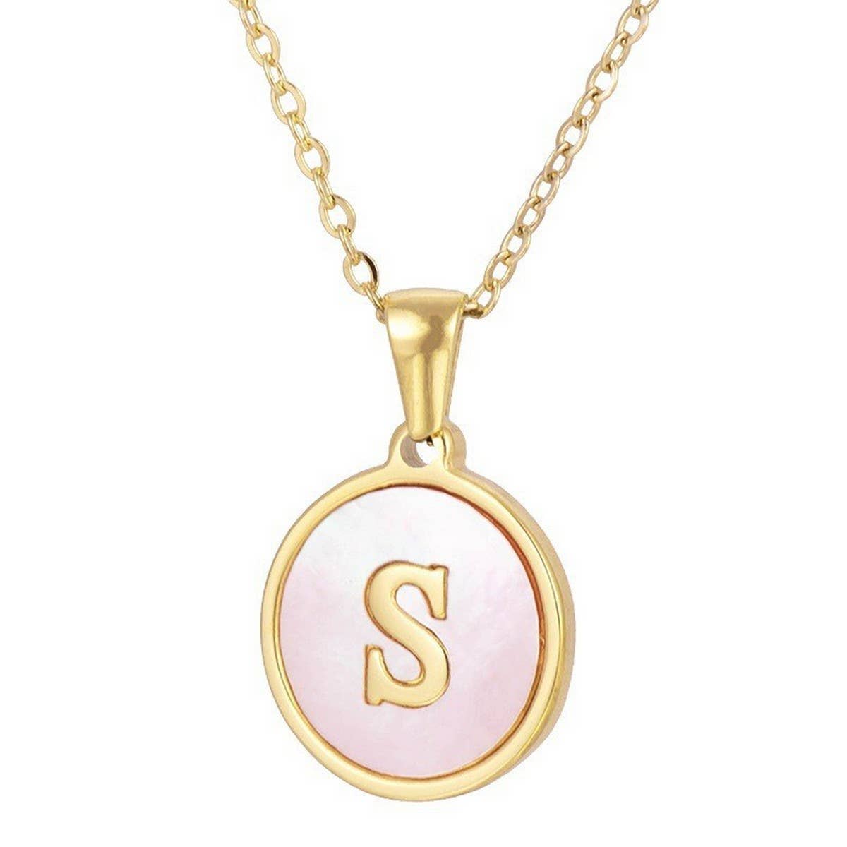 ROUND 18K GOLD STAINLESS STEEL 26LETTERS NECKLACE