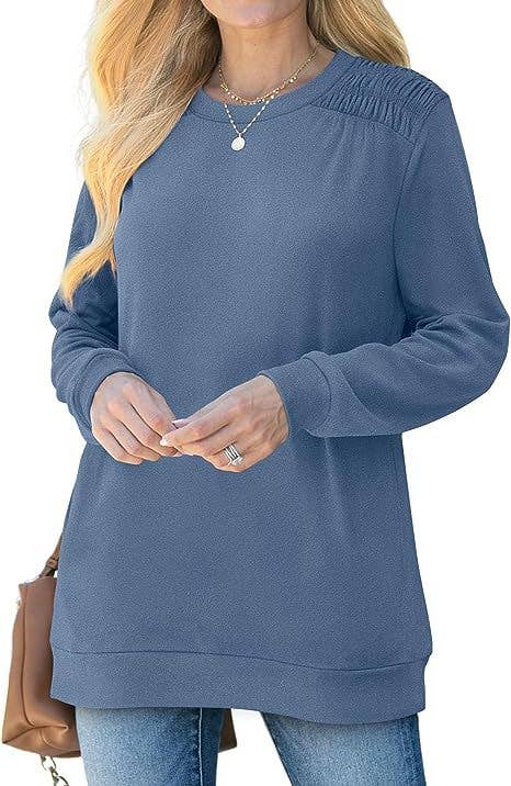 Solid-color pocket long-sleeved loose hoodie