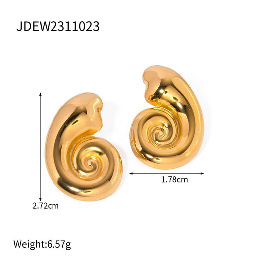 18K GOLD STAINLESS STEEL SPIRAL HOOP EARRINGS_CWASC1658
