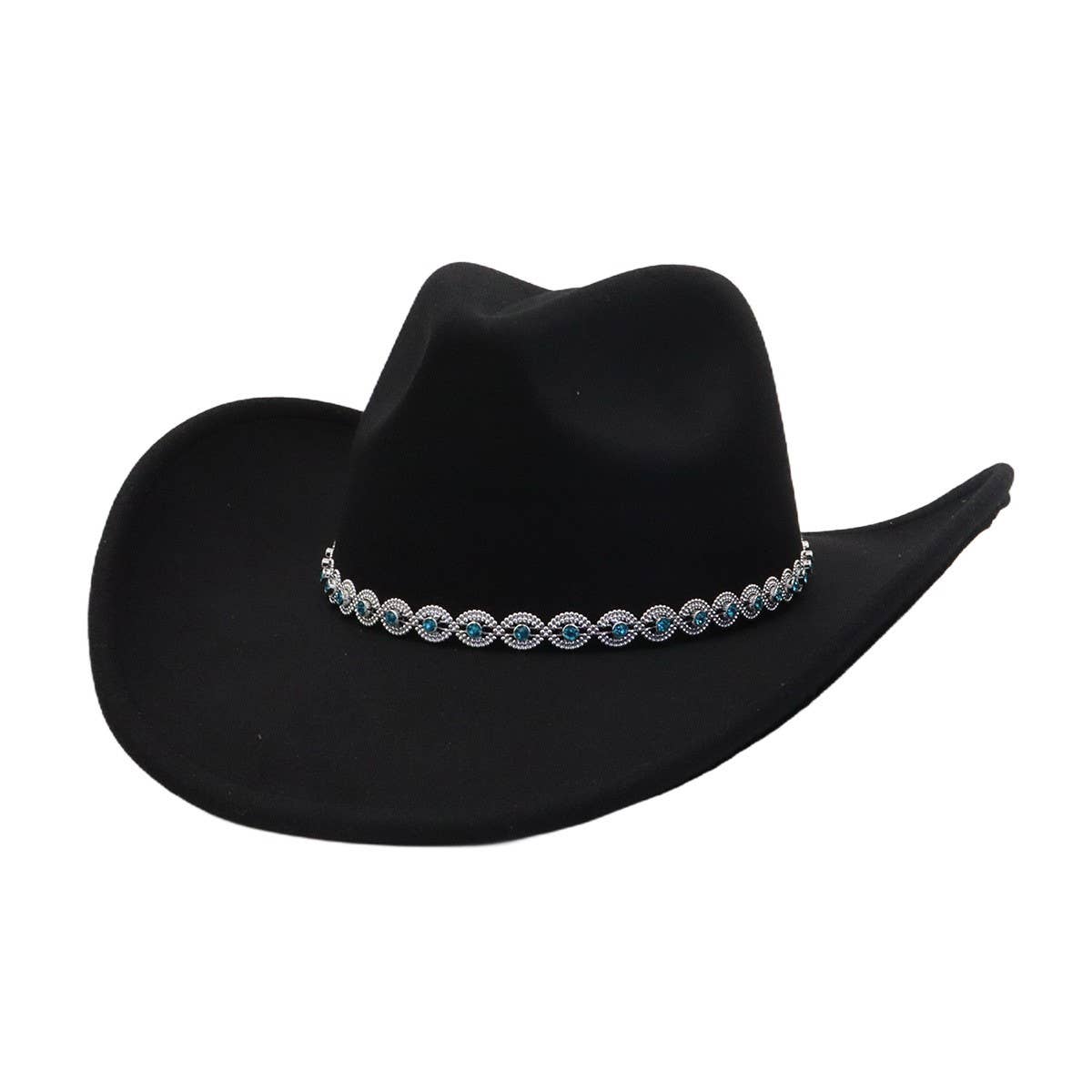 Unisex Wide Brim Western Cowboy Fedora Hat_CWAH04478