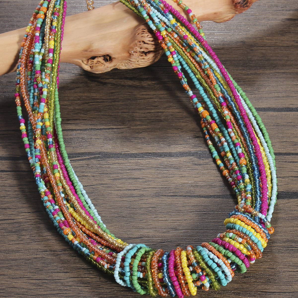 COLORFUL MULTI-LAYERED HANDMADE BEADED NECKLACE