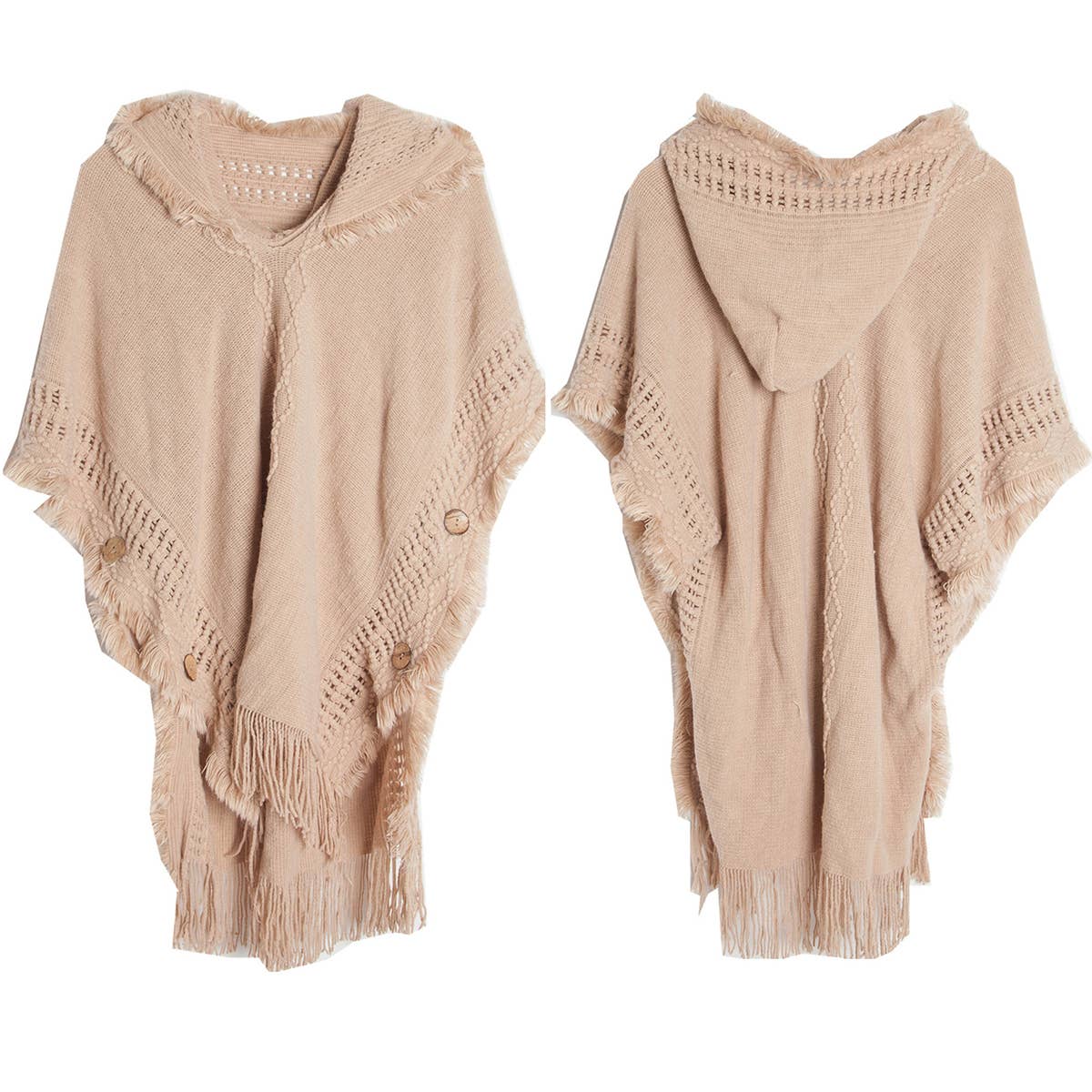 WOMEN PONCHO SWEATER COZY  CAPE WITH HOOD