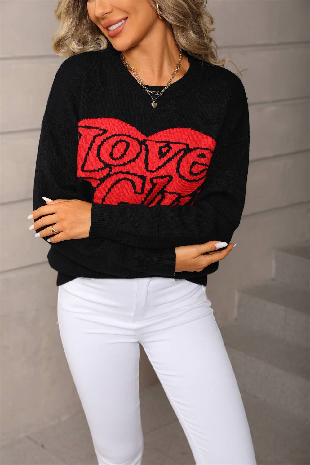 Fashion love loose Valentine's Day knit sweater