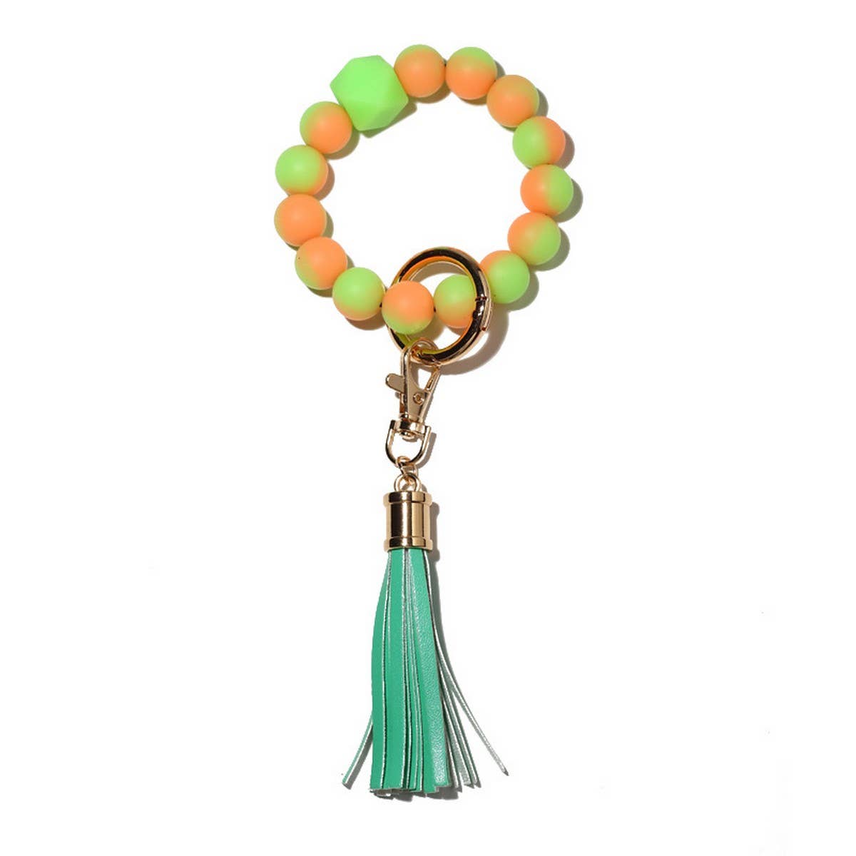 Glow in the Dark Silicone Bead Bracelet Keychain_CWAB5014