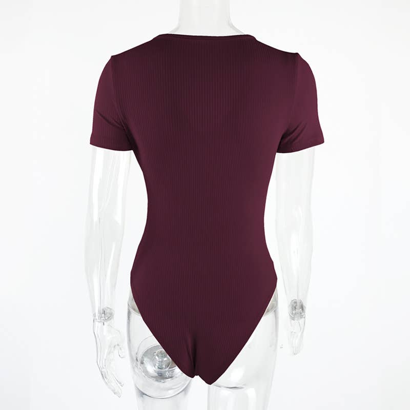 SLIM-FIT KINK SHORT SLEEVE PIT STRIP JUMPSUIT