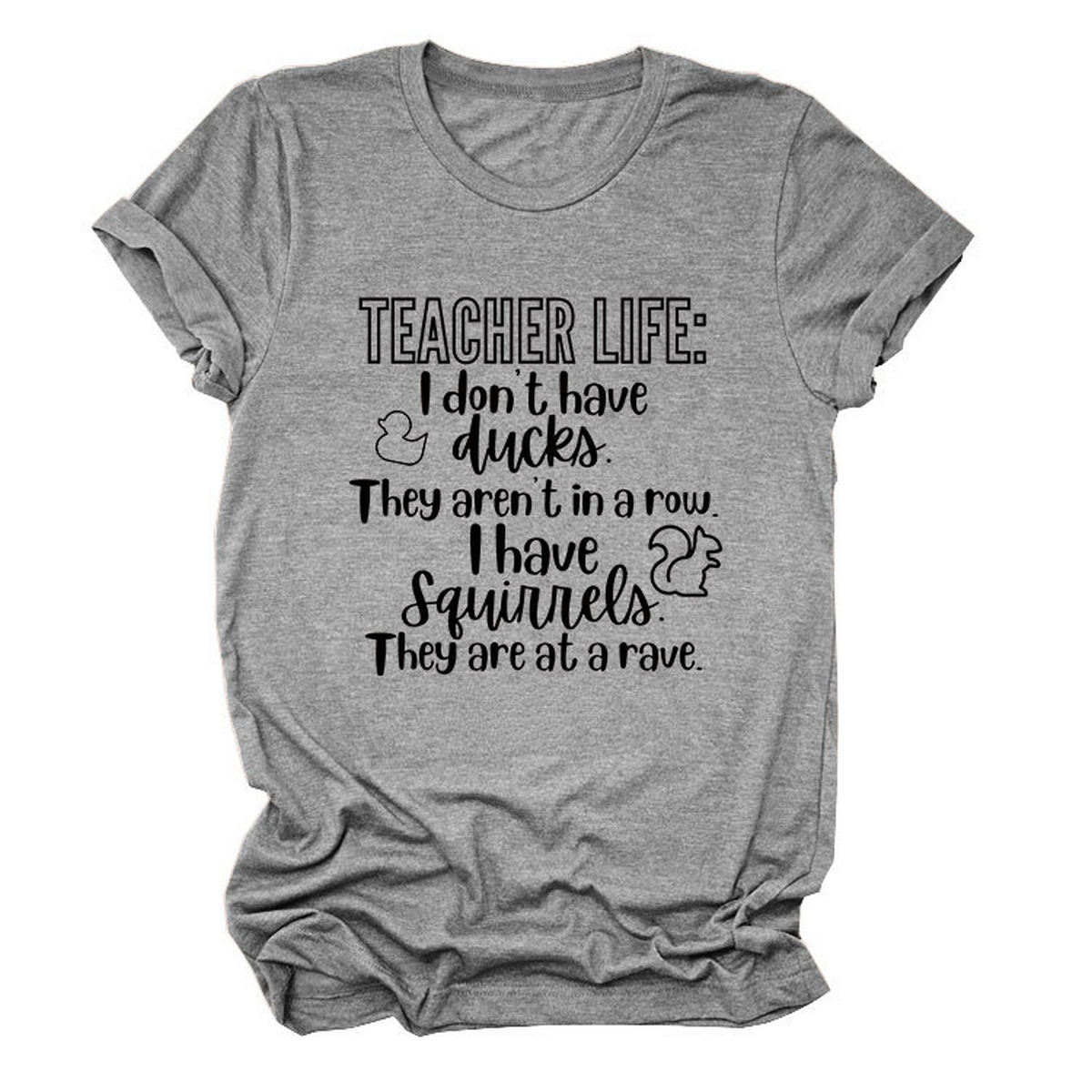 Casual Teacher Tee ??Round Neck Graphic Shirt_CWTTSL0479