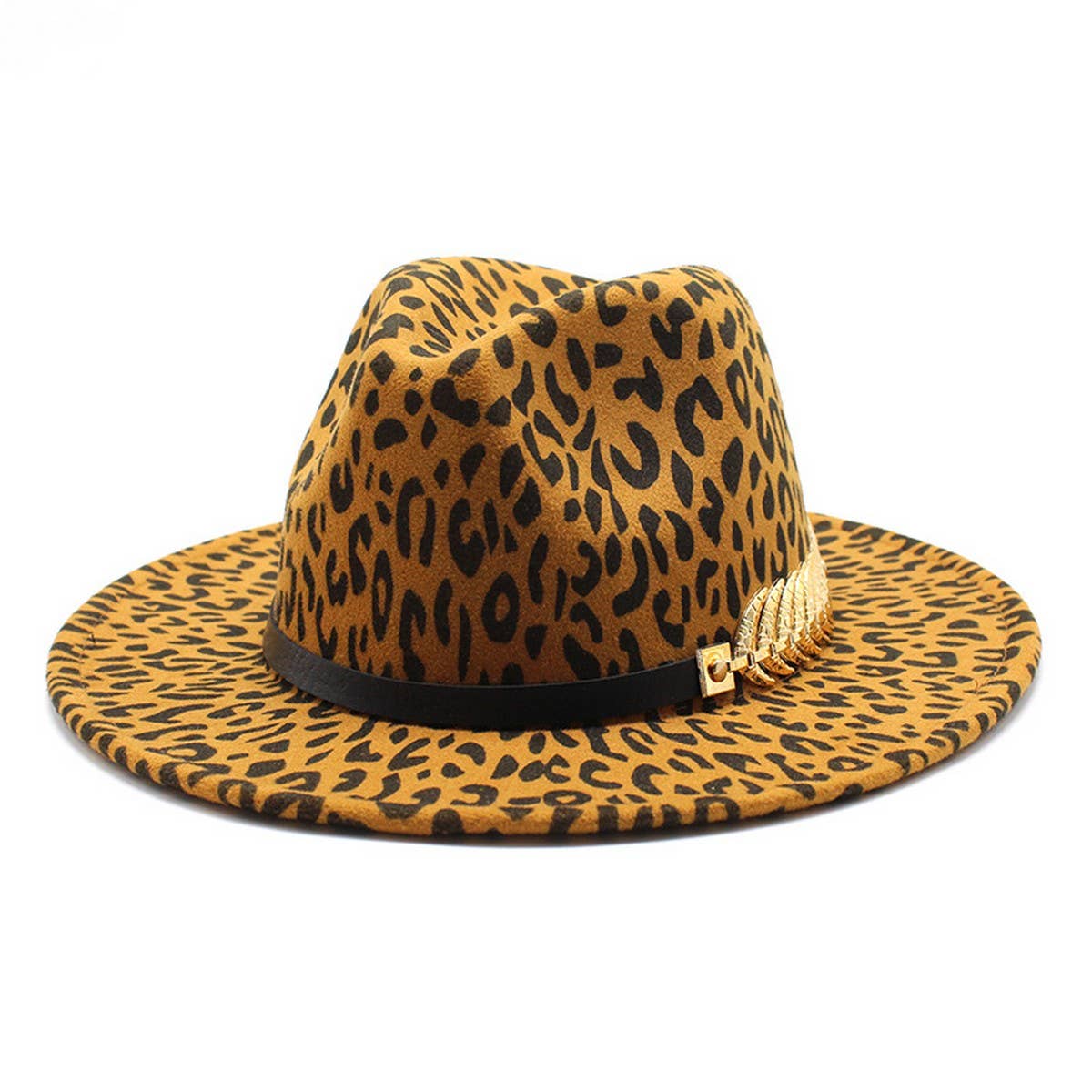 LEOPARD PRINT JAZZ HAT WOOLEN HAT WIDE BRIM HAT_CWAH2581