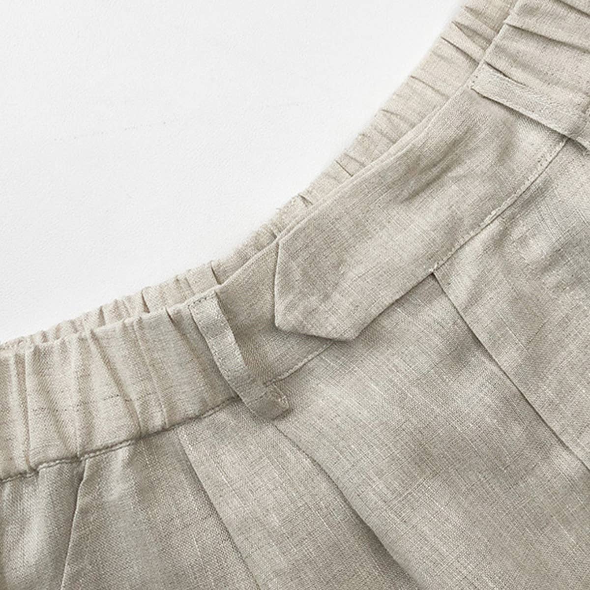 FLAX WAISTBAND LOOSE CASUAL SHORTS