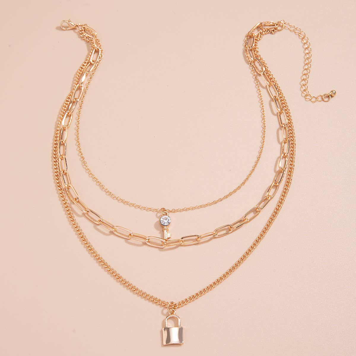 MINIMALIST LOCK KEY PENDANT NECKLACE