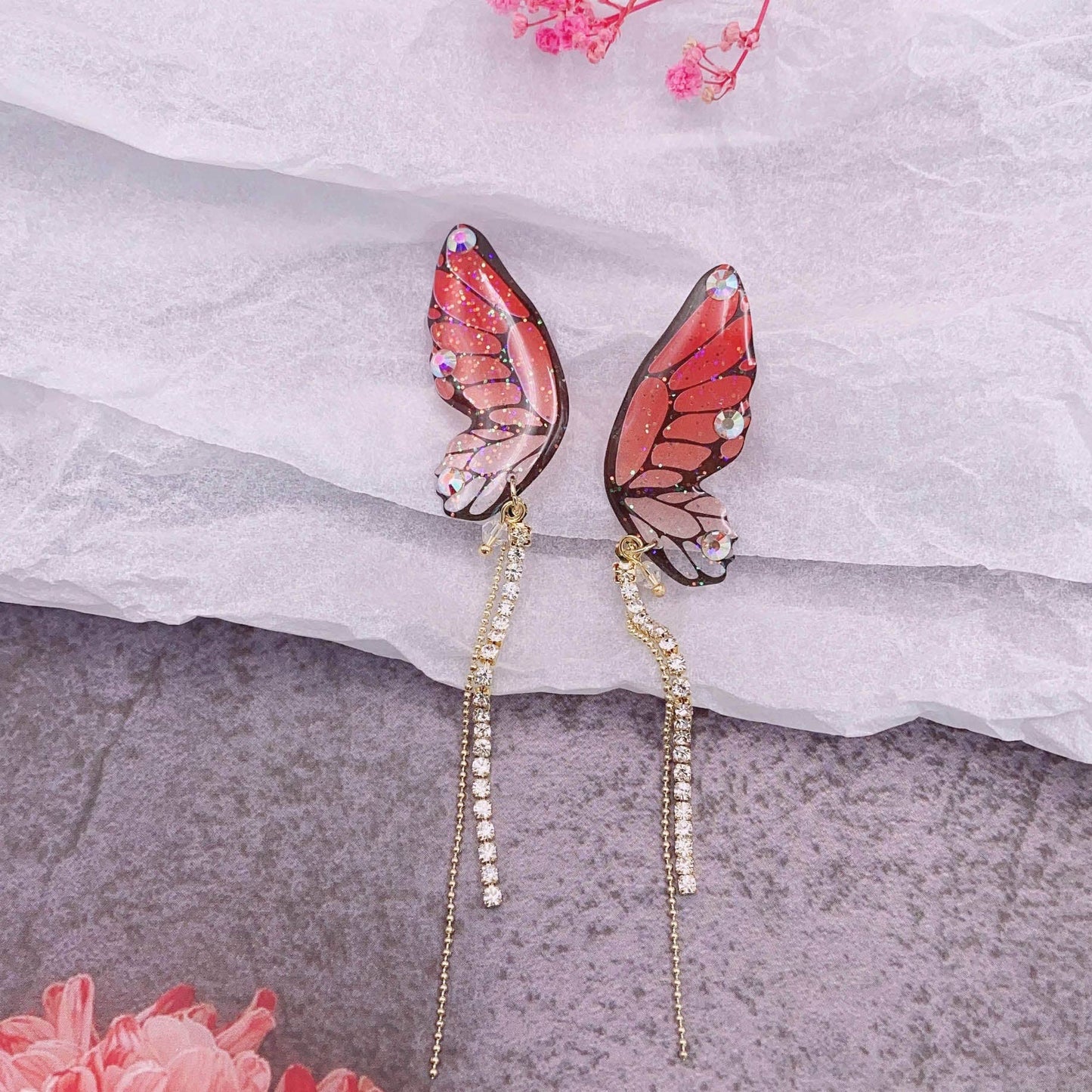 Personalized three-dimensional butterfly earrings
