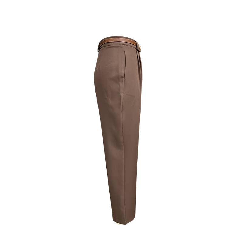 SOLID COLOR ALL-IN-ONE HIGH-WAISTED SUIT PANTS