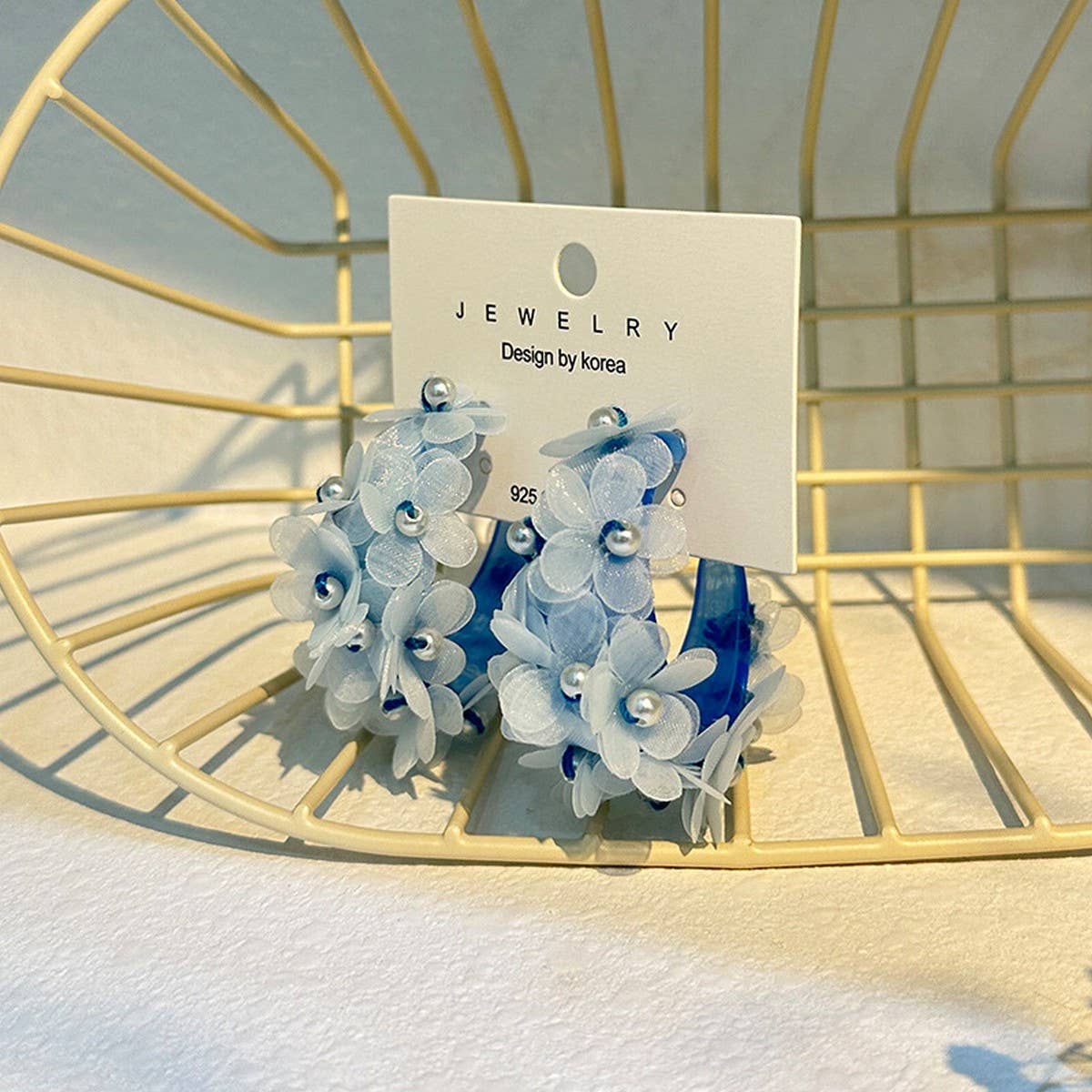 Handmade Pearl Flower C-Shaped Earrings