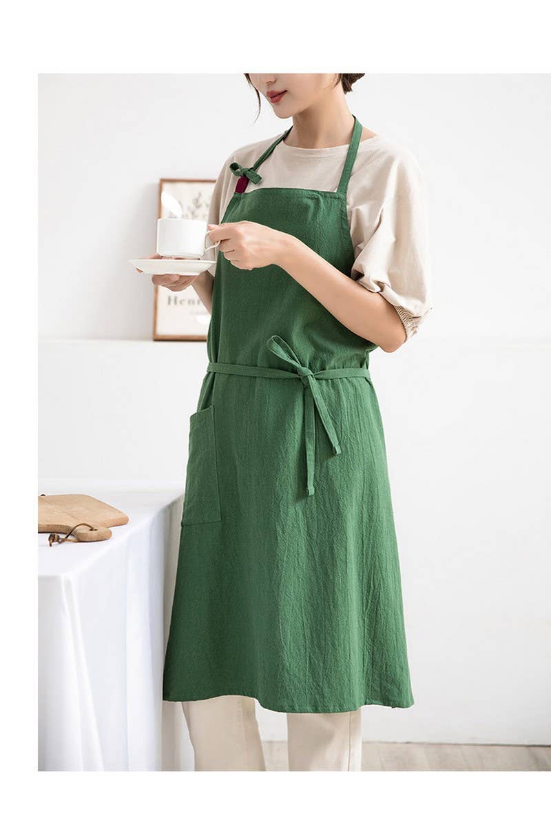 CWAB3991_COTTON AND LINEN SOLID COLOR ANTI-FOULING APRON