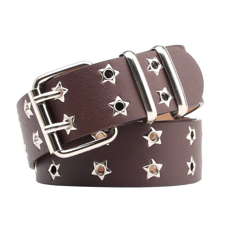 Punk style star-shaped double exhaust hole belt