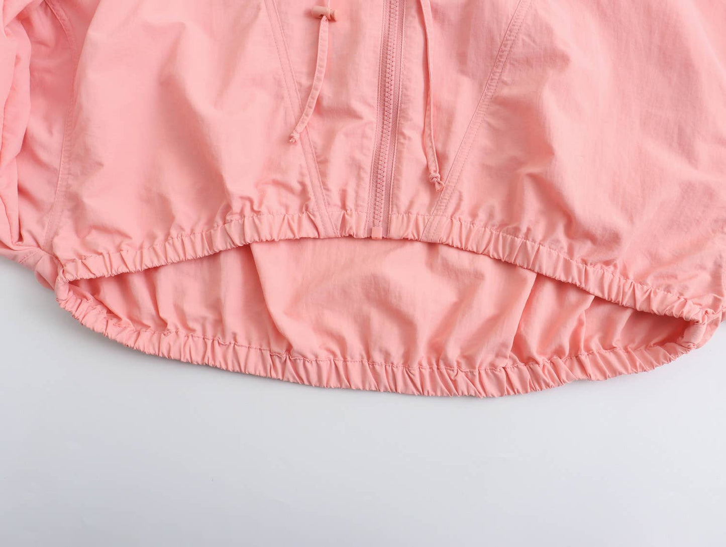 SHORT ONE ZIPPER DRAWSTRING MINIMALIST JACKET