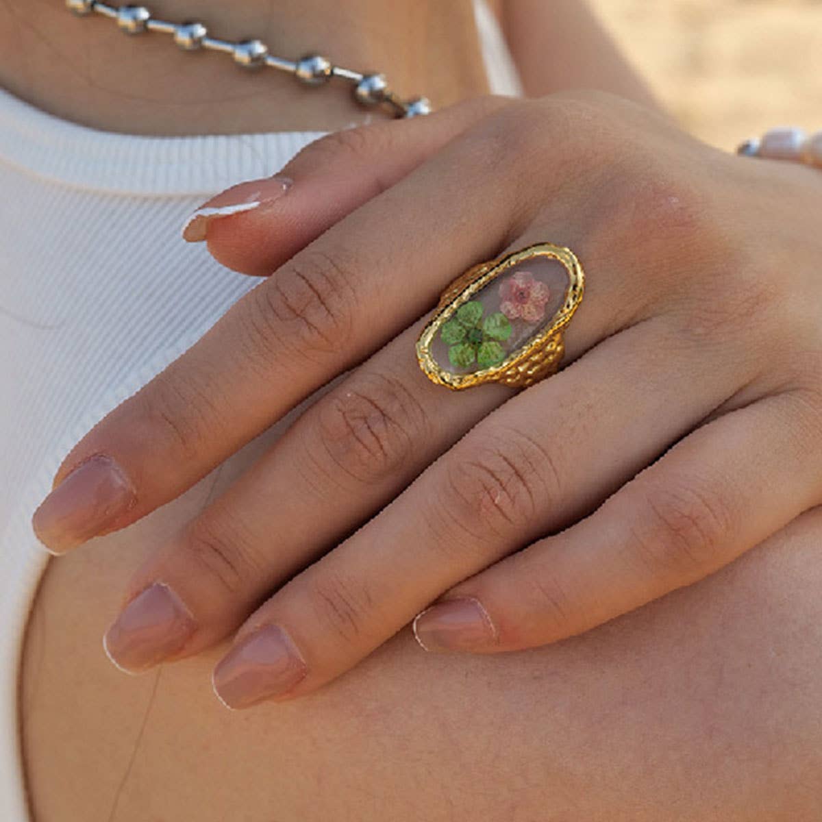 IMMORTAL FLOWER STAINLESS STEEL RINGS FOR WOMEN